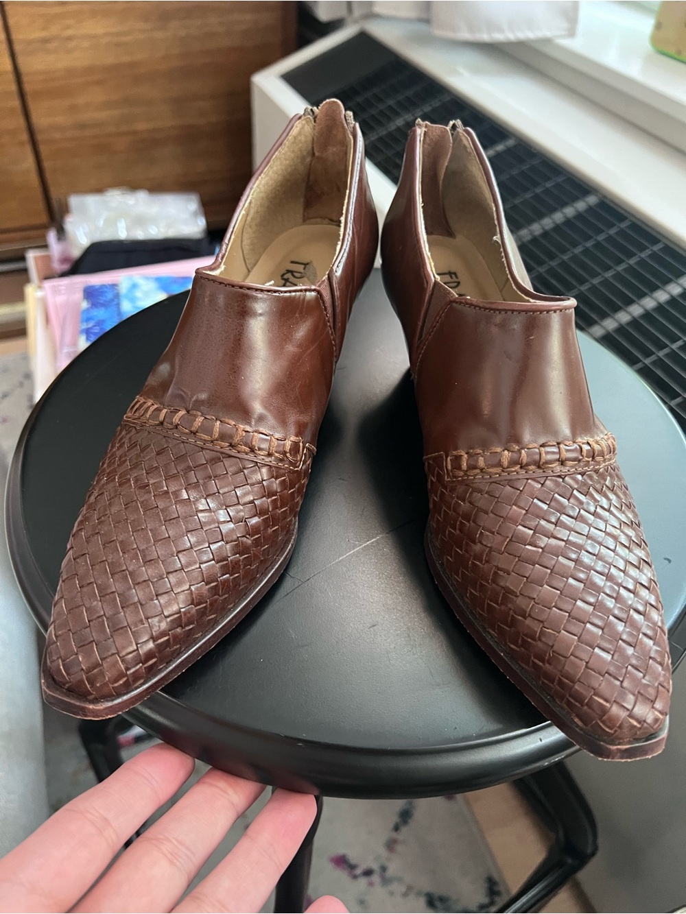 Franco Sarto Genuine Leather Brown  Block Heeled Loafer/Bootie Sz 6M